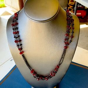 16” red and black necklace